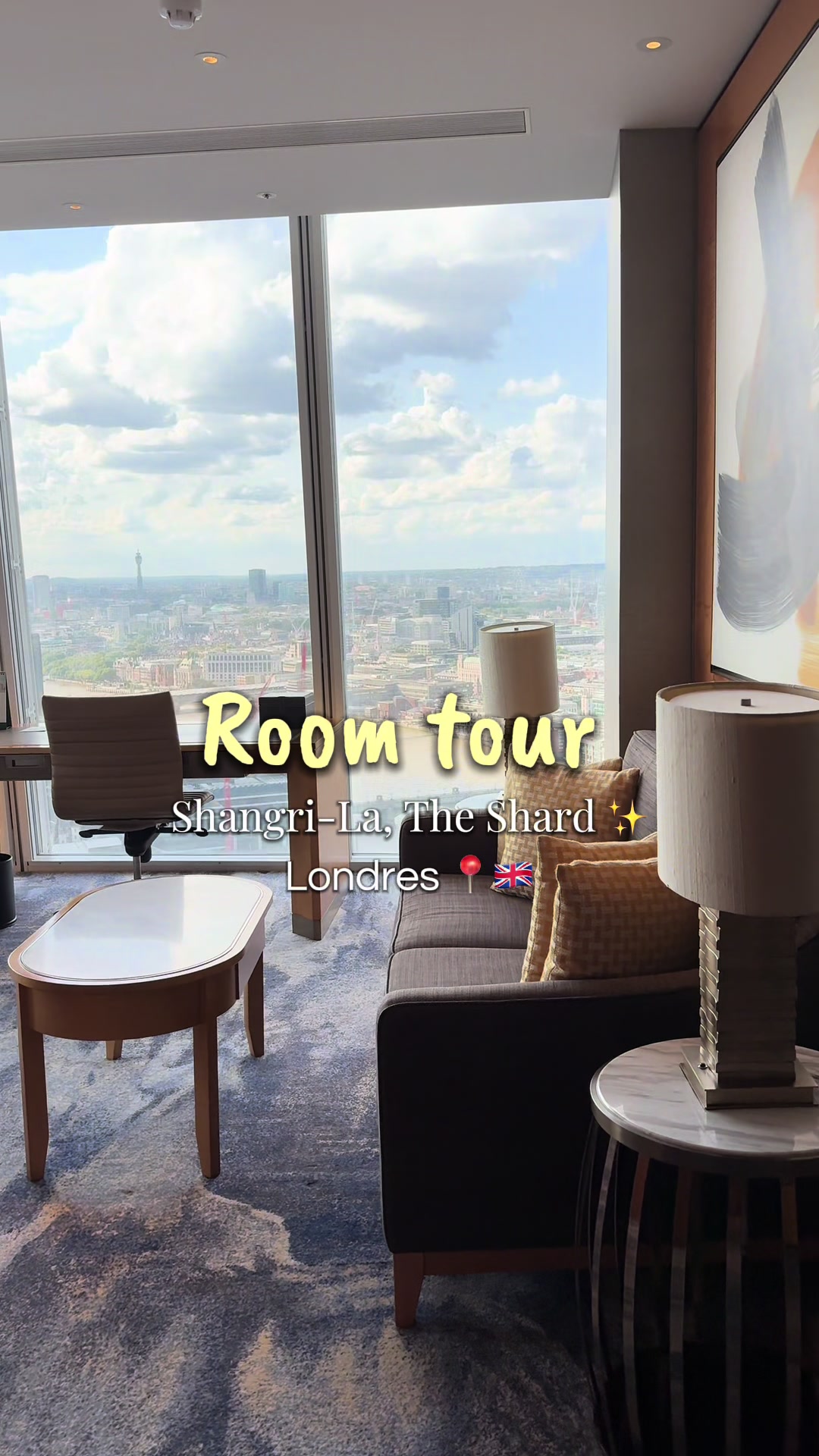 Petit room tour de ma chambre d’hôtel au Shangri-La de Londres 📍🇬🇧 avec vue sur la ville au 36 èm