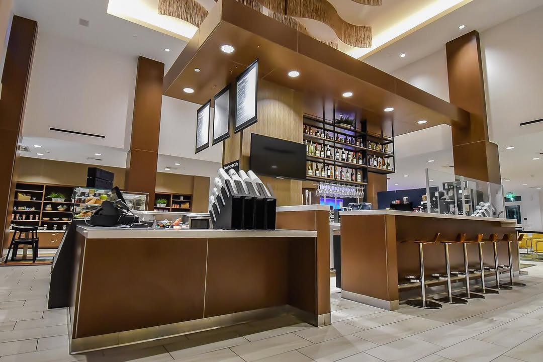Visit the @courtyardcafewyndham and grab one of your favorite Starbucks drinks before heading to the
