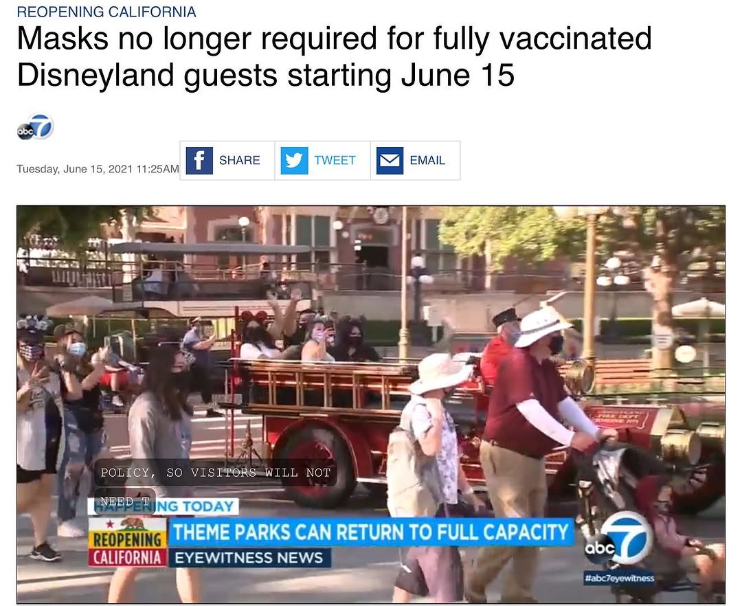 Have you heard the amazing news? Disneyland Will no longer require its visitors to wear a face cover