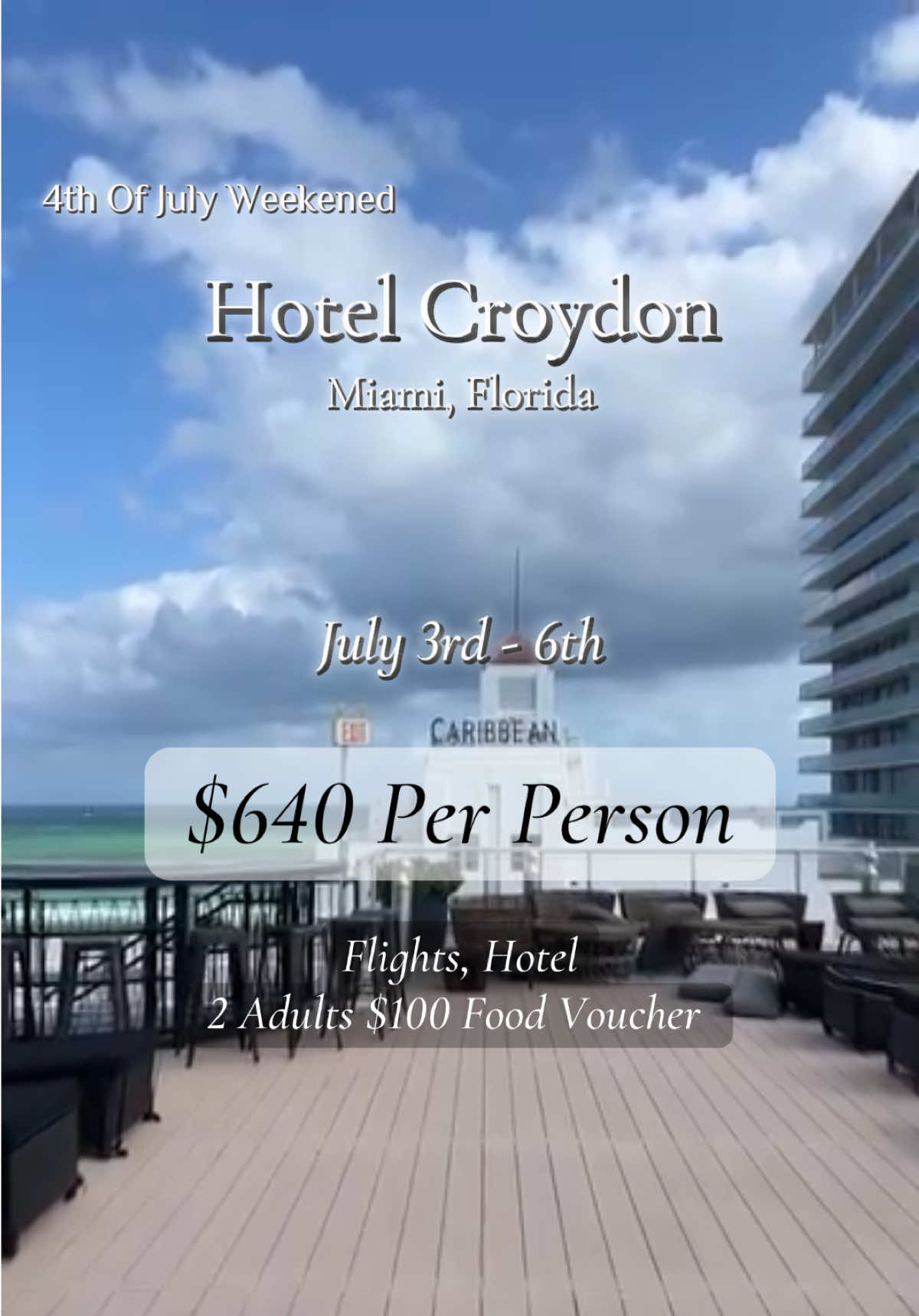 Comment Miami to book 
Flight from LGA
#miamibeach #4thofjuly #southbeach #beachvibes #holidaytravel