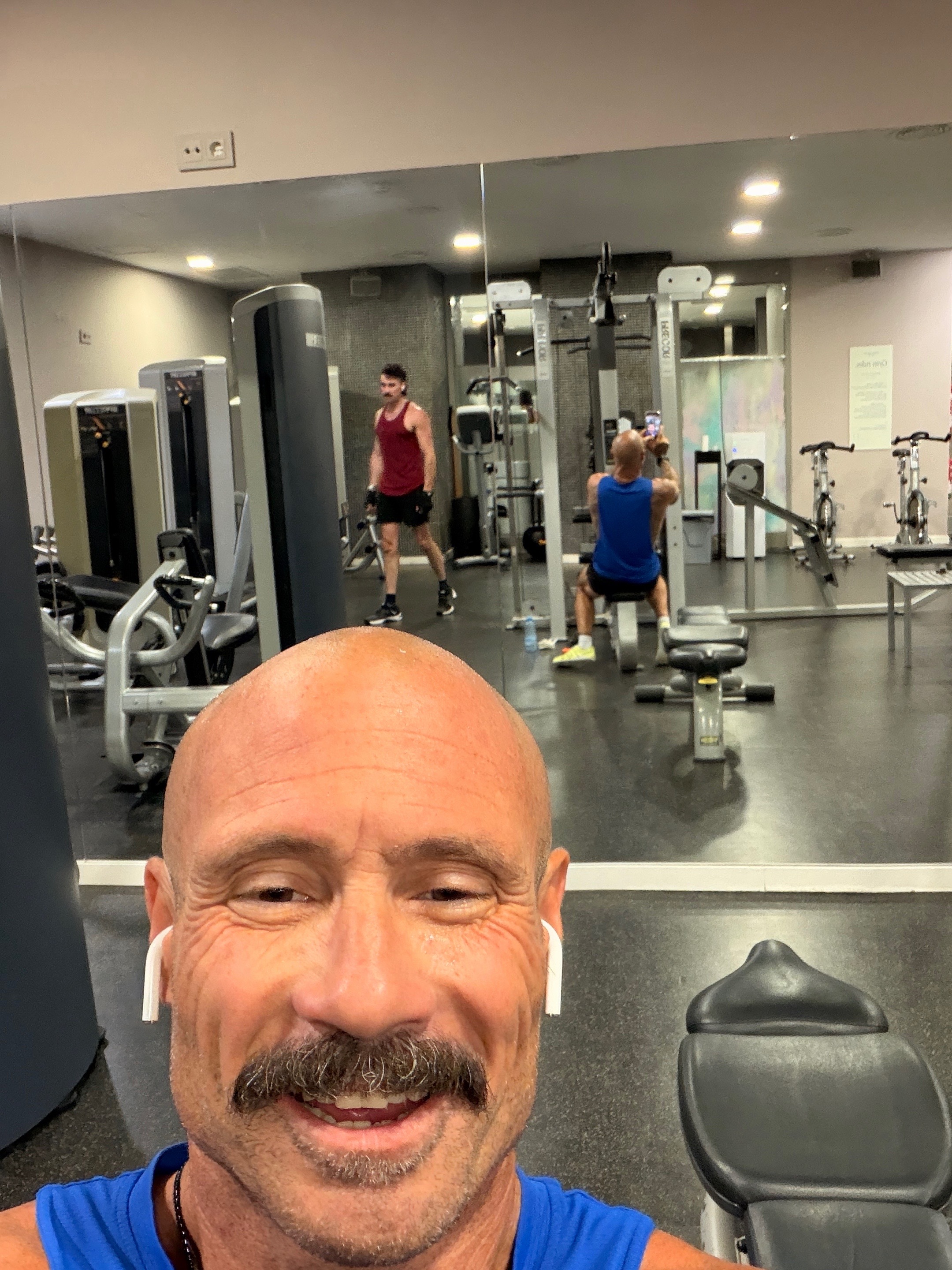 Warren and I getting our workout in at the Hotel Axel in Barcelona the day before we get on the ship