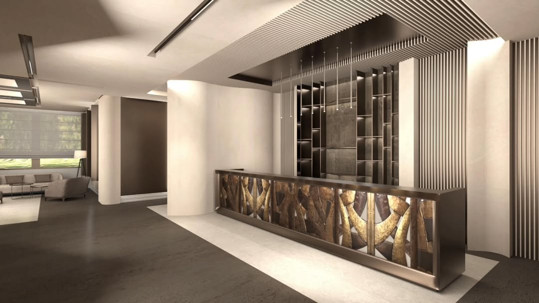 A first glimpse of the future.
This is the rendering of the new reception at FH55 Grand Hotel Palati