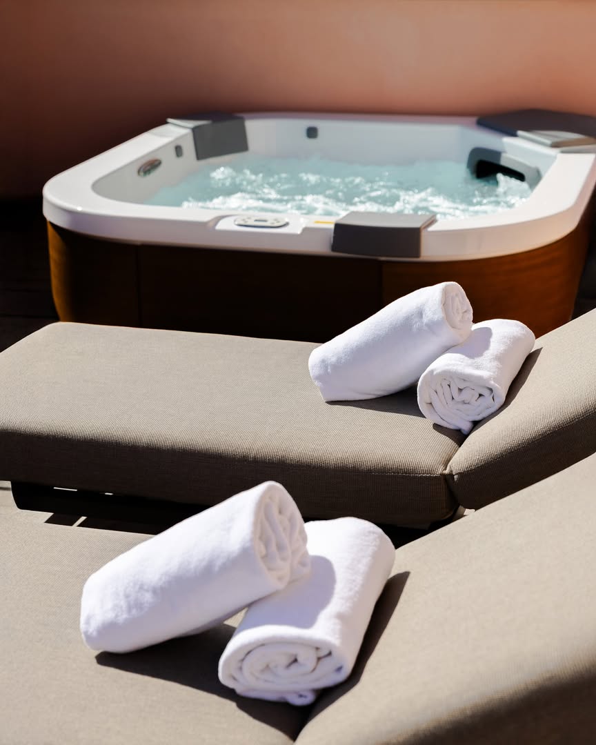 Above the rooftops of Rome, a private moment suspended between silence, warm light and water.

The n