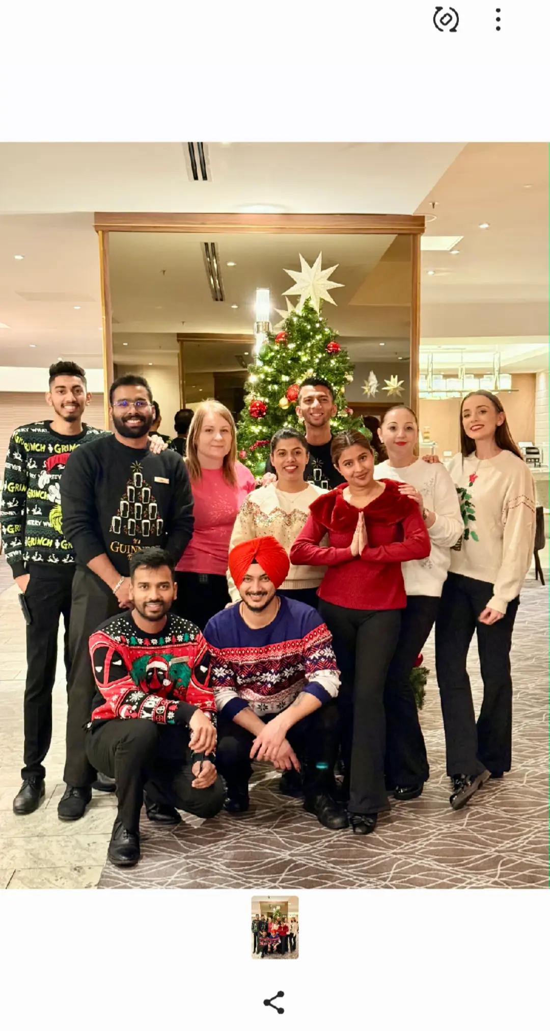 "Festive jumpers, festive spirit an amazing team 🌲🎉#Florentina #Christmas At work Crowne Plaza Hea