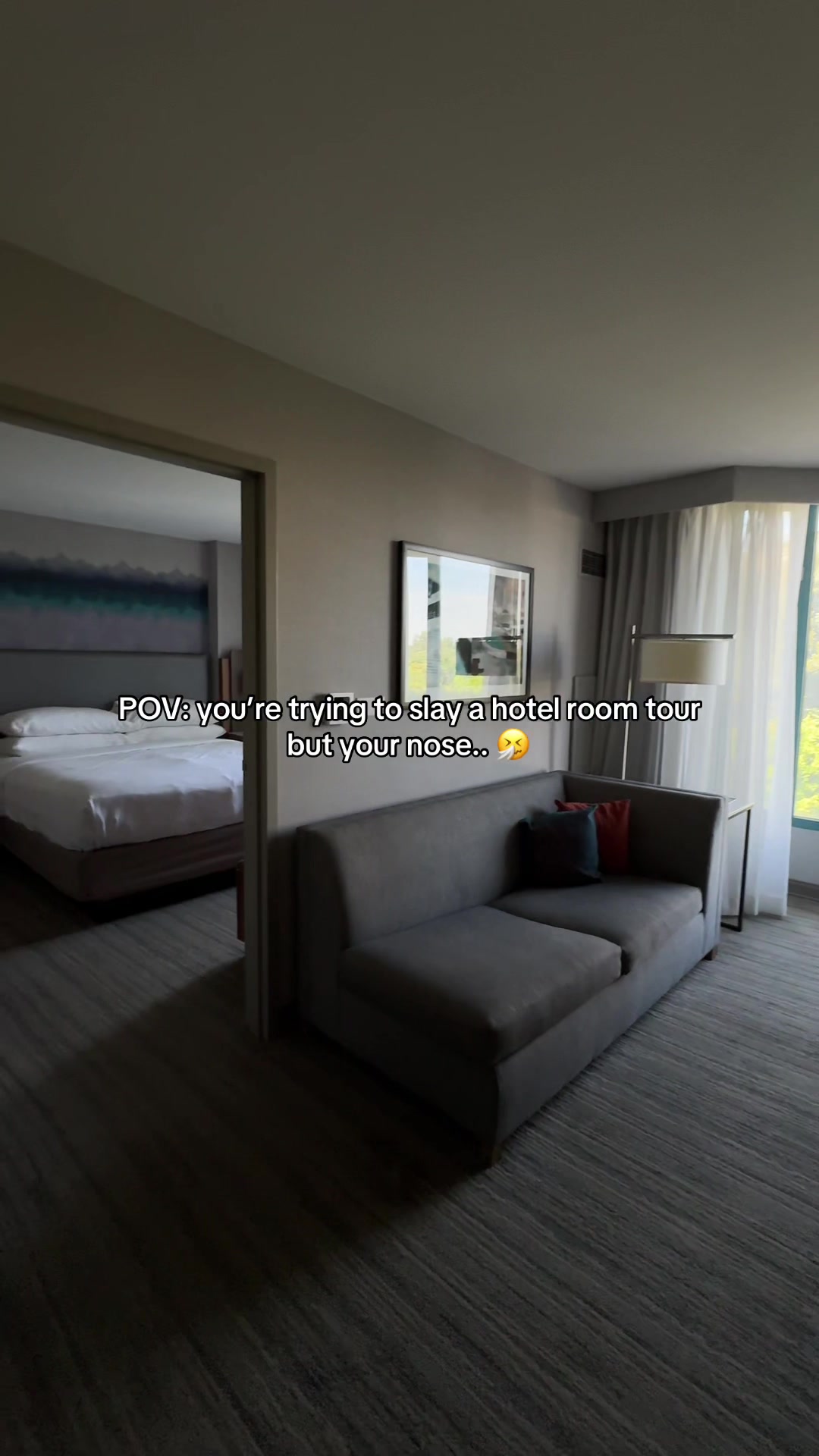 POV: you’re trying to slay a hotel room tour but your nose said “plot twist” #roomtour #marriotthote