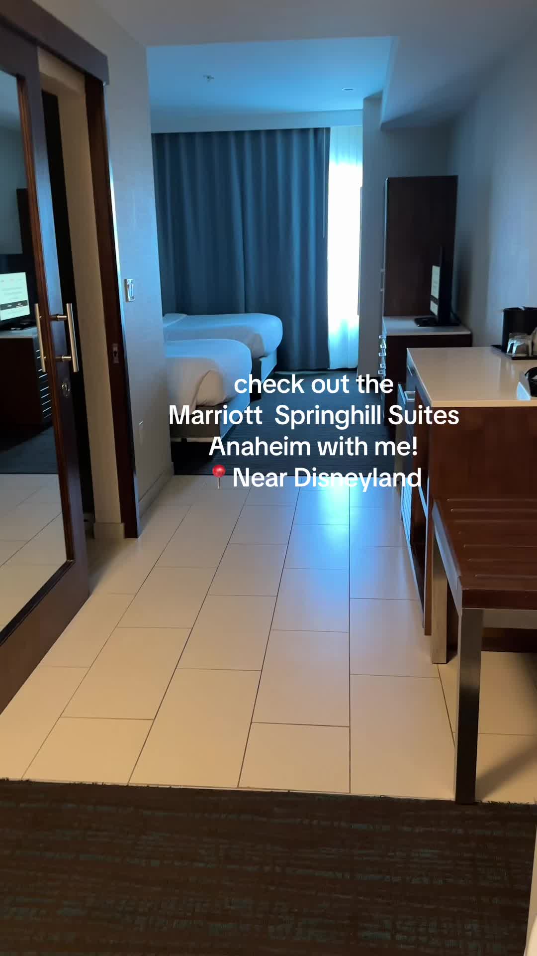 SpringHill Suites Anaheim Maingate room tour! 🏰 DIRECTLY across from Disneyland Resort with park vi
