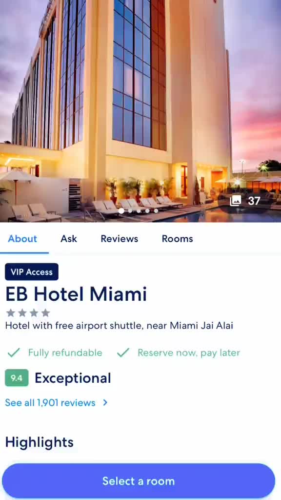 Stayed at EB Hotel Miami 5 minutes from the airport with spacious rooms, gorgeous interiors, and inc