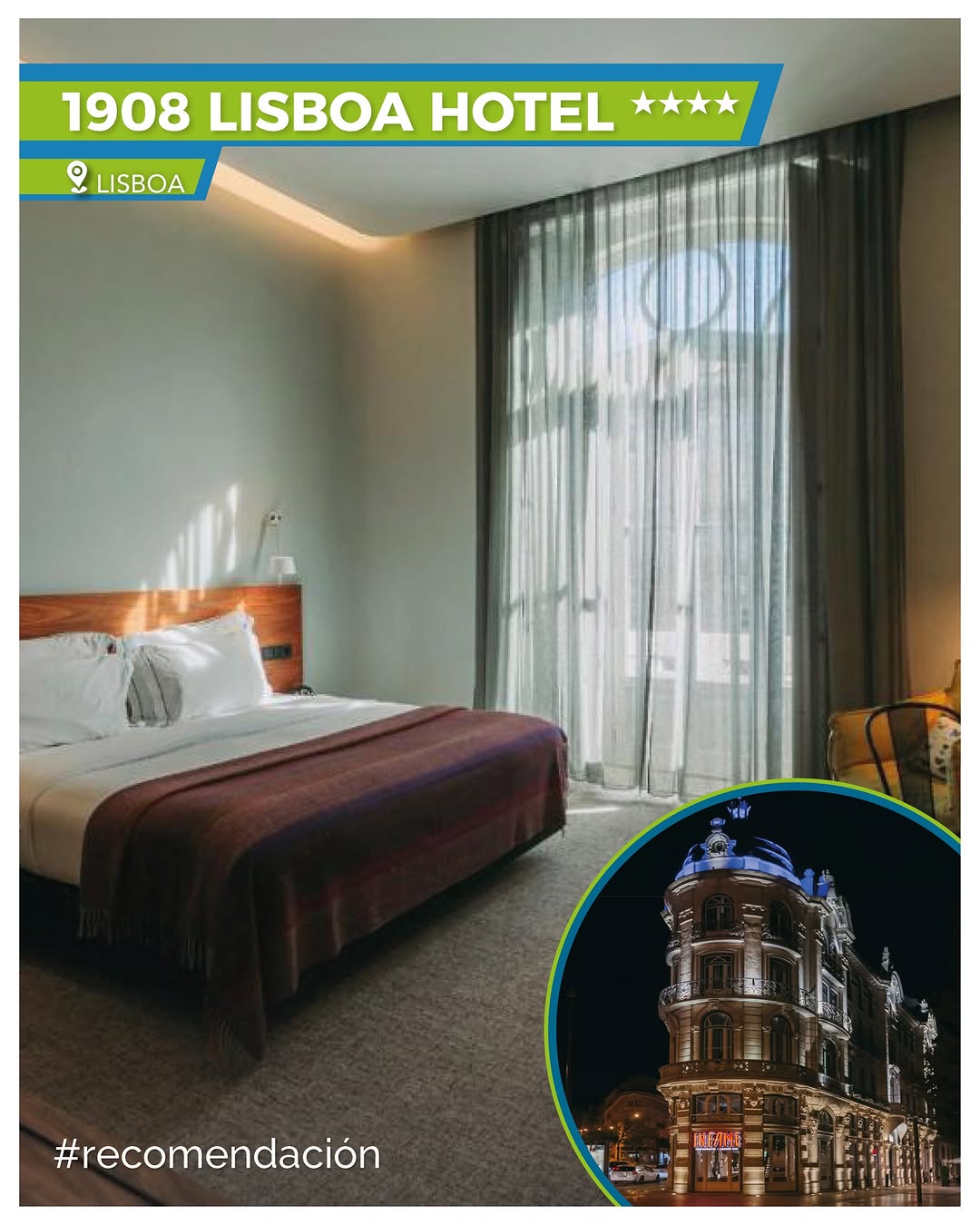 🏨 𝗛𝗢𝗧𝗘𝗟 𝟭𝟵𝟬𝟴 𝗟𝗜𝗦𝗕𝗢𝗔 ⭐⭐⭐⭐ en 📍 Lisboa, un hotel con historia y mucho encanto en plen